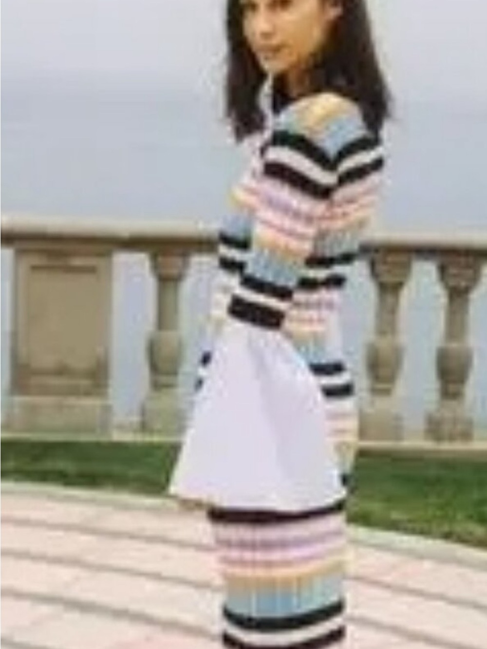 Endless Rose Multicolor Striped Midi Dress with White Bell Sleeves - Picture 2 of 10